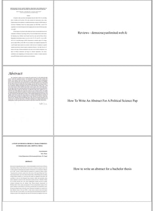 Political Science Abstract Examples Write Abstract For Research Paper | PDF