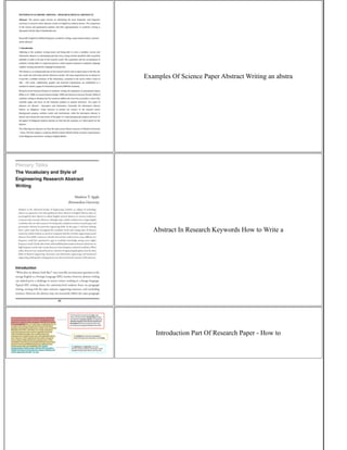 Writing Introduction Fo Abstract Write Abstract For Research Paper | PDF