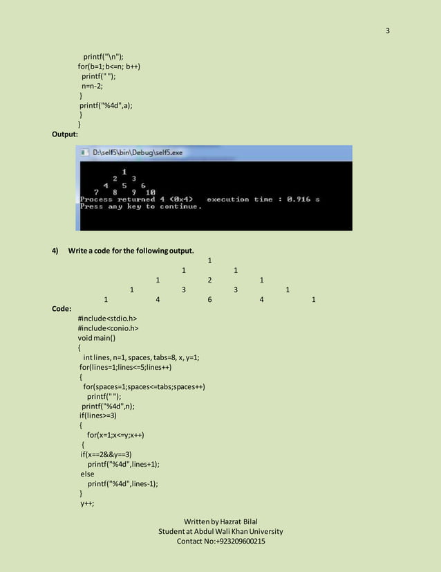 Printing different pyramid patterns of numbers,alphabets and stars ...