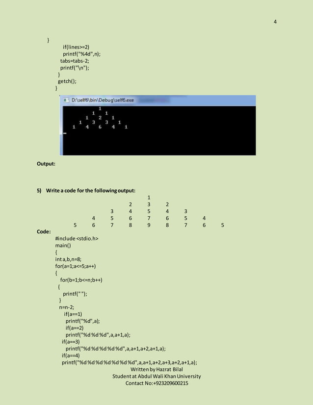 Printing different pyramid patterns of numbers,alphabets and stars ...