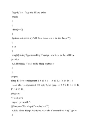 Write a method replaceKey in the BinaryHeap class with the following .docx