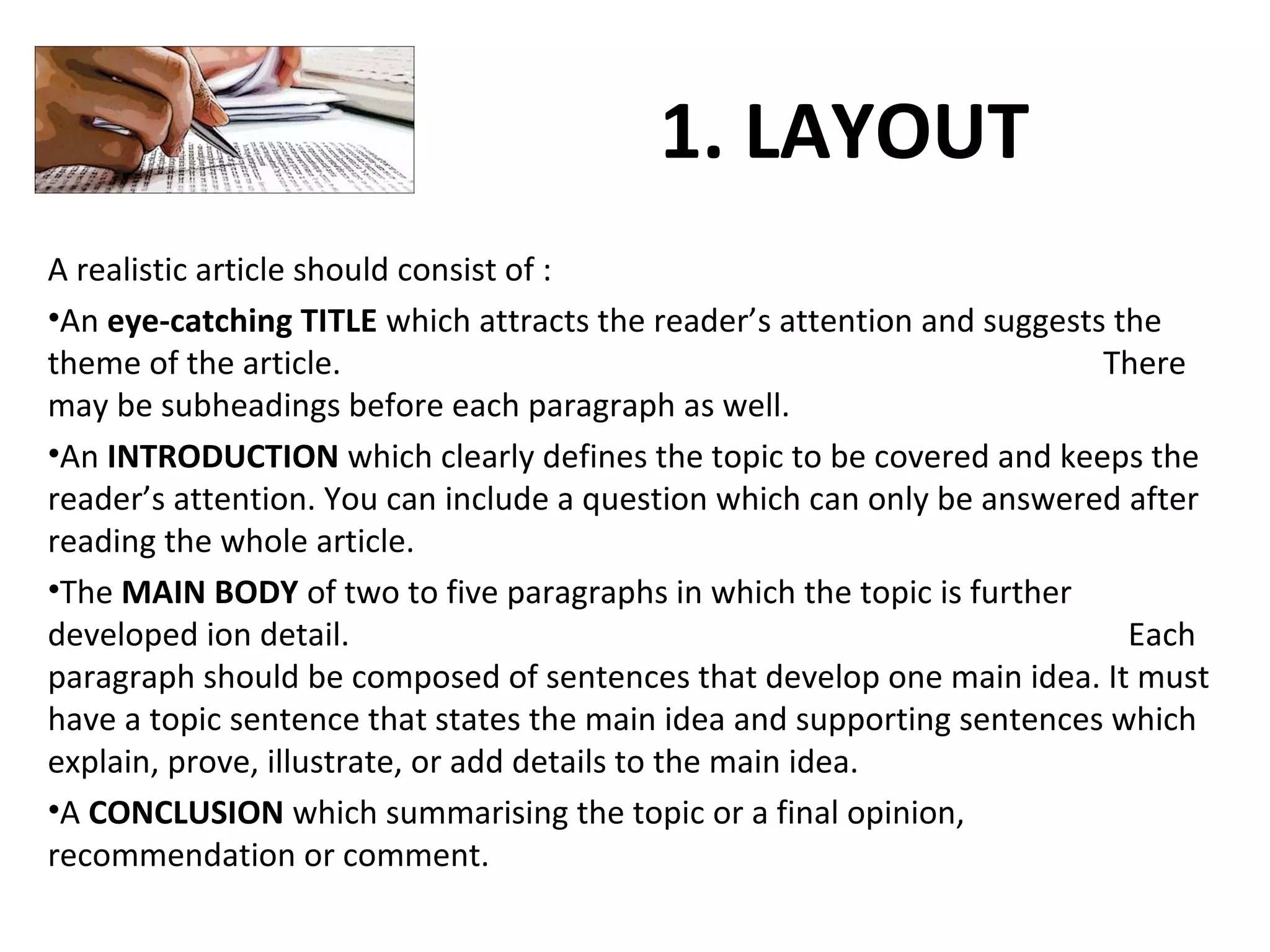 Write an article | PPT | Books and Literature