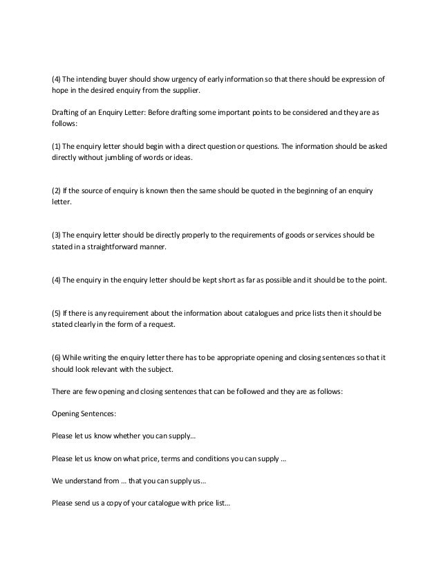 business enquiry letter email format