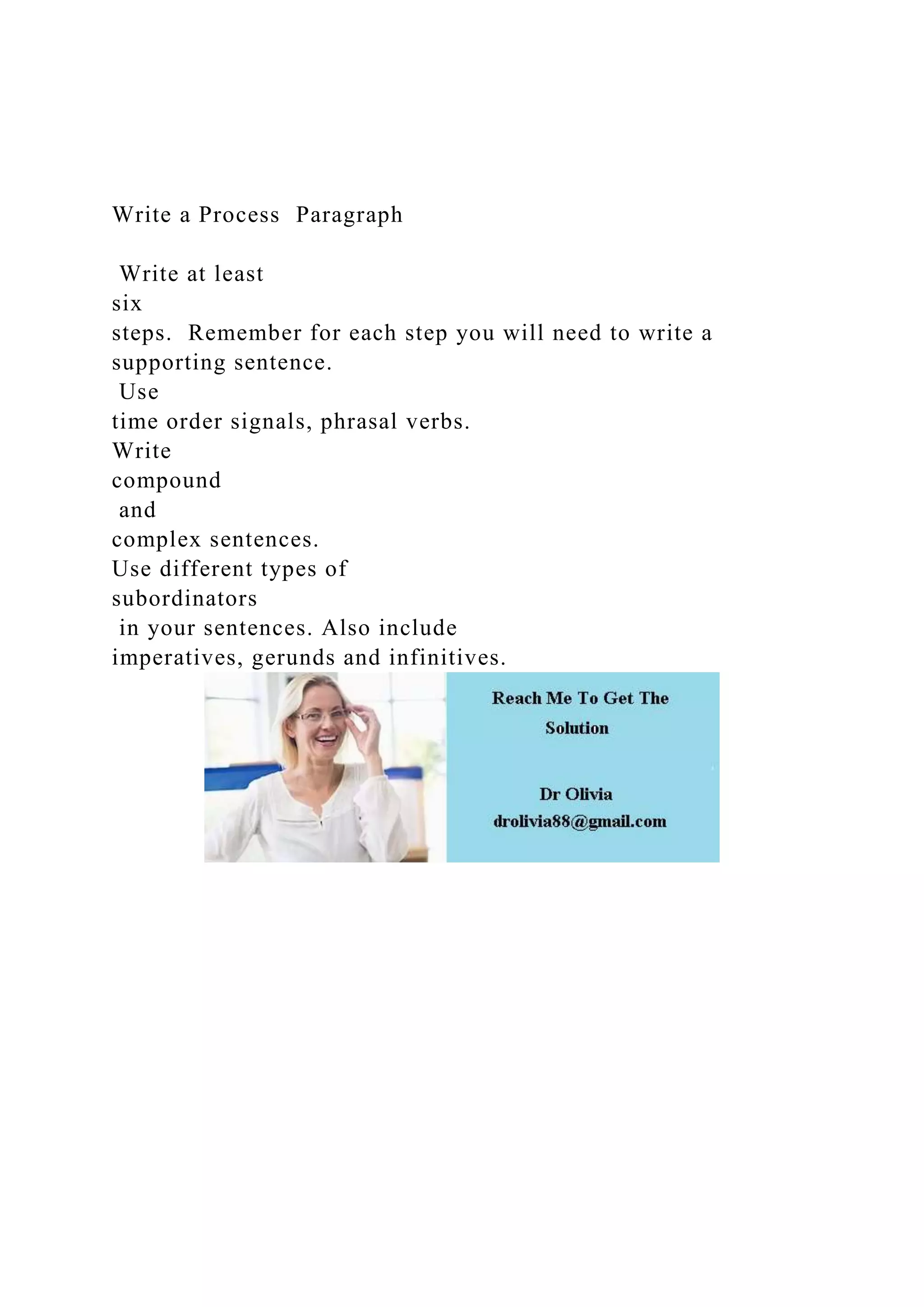 Process In A Sentence Write a Process Paragraph Write at least six steps. .docx