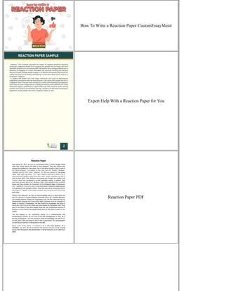 How To Write a Reaction Paper CustomEssayMeist
Expert Help With a Reaction Paper for You
Reaction Paper PDF
 