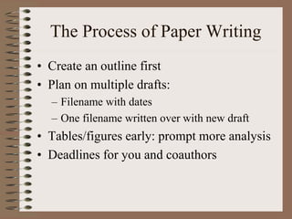 Creating Early Paper Write a Scientific Paper.ppt