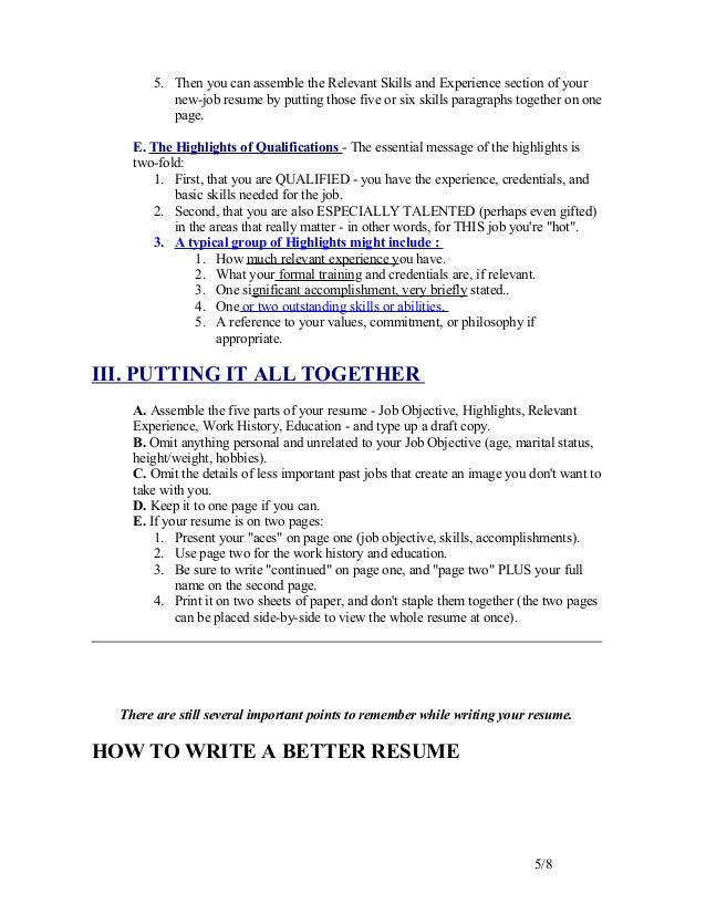 write good resume trunk