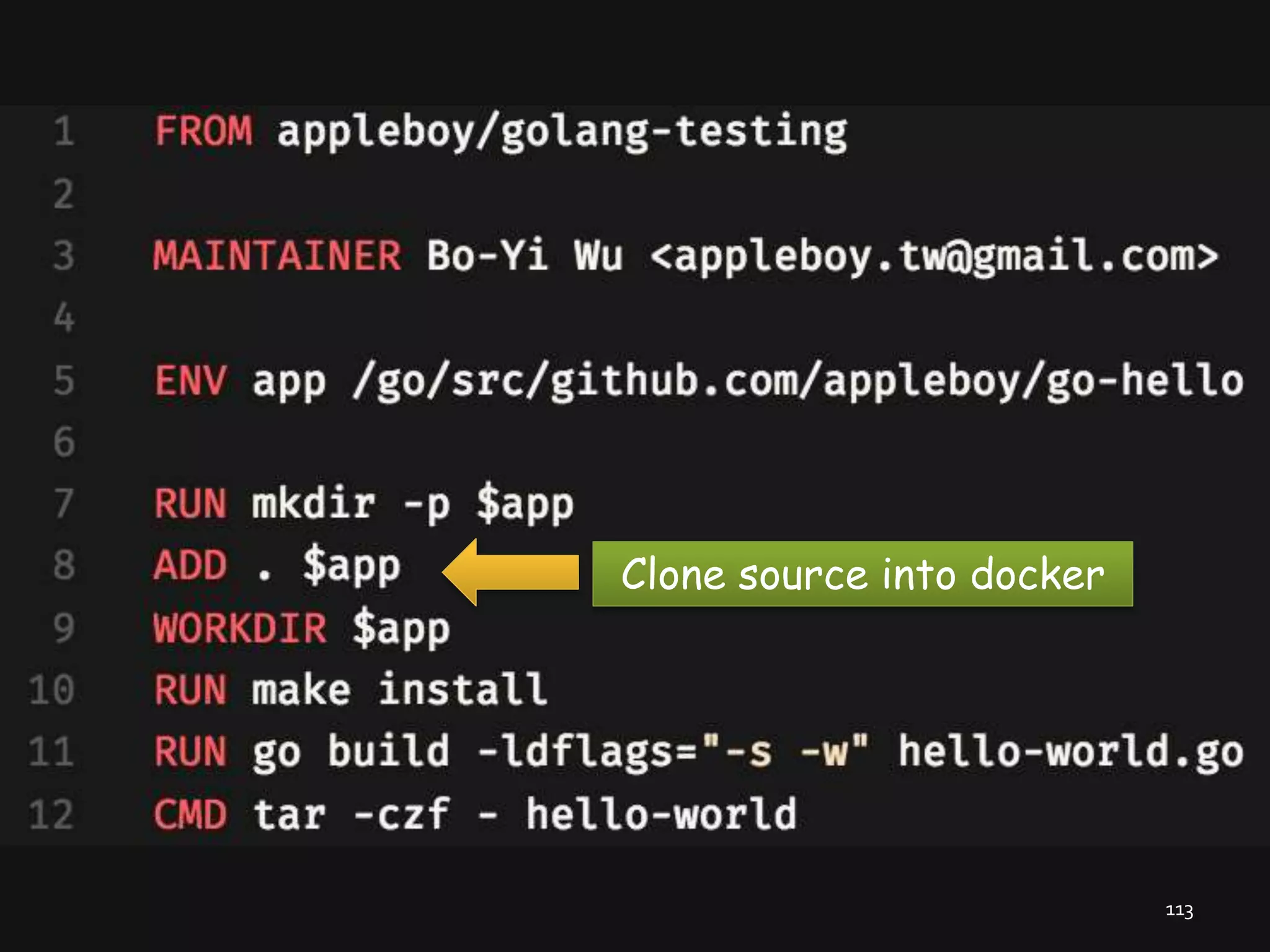 113 Clone source into docker 