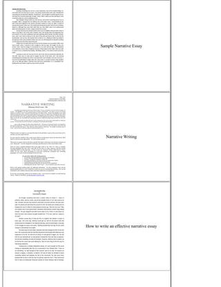 Sample Narrative Essay
Narrative Writing
How to write an effective narrative essay
 