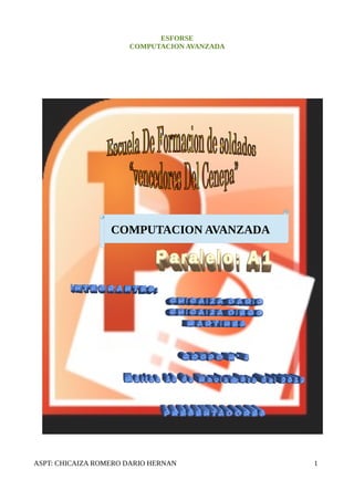 ESFORSE
                      COMPUTACION AVANZADA




                  COMPUTACION AVANZADA




ASPT: CHICAIZA ROMERO DARIO HERNAN           1
 