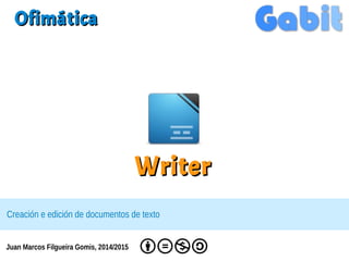 WWrriitteerr 
OOffiimmááttiiccaa 
Creación e edición de documentos de texto 
Juan Marcos Filgueira Gomis, 2014/2015 
 