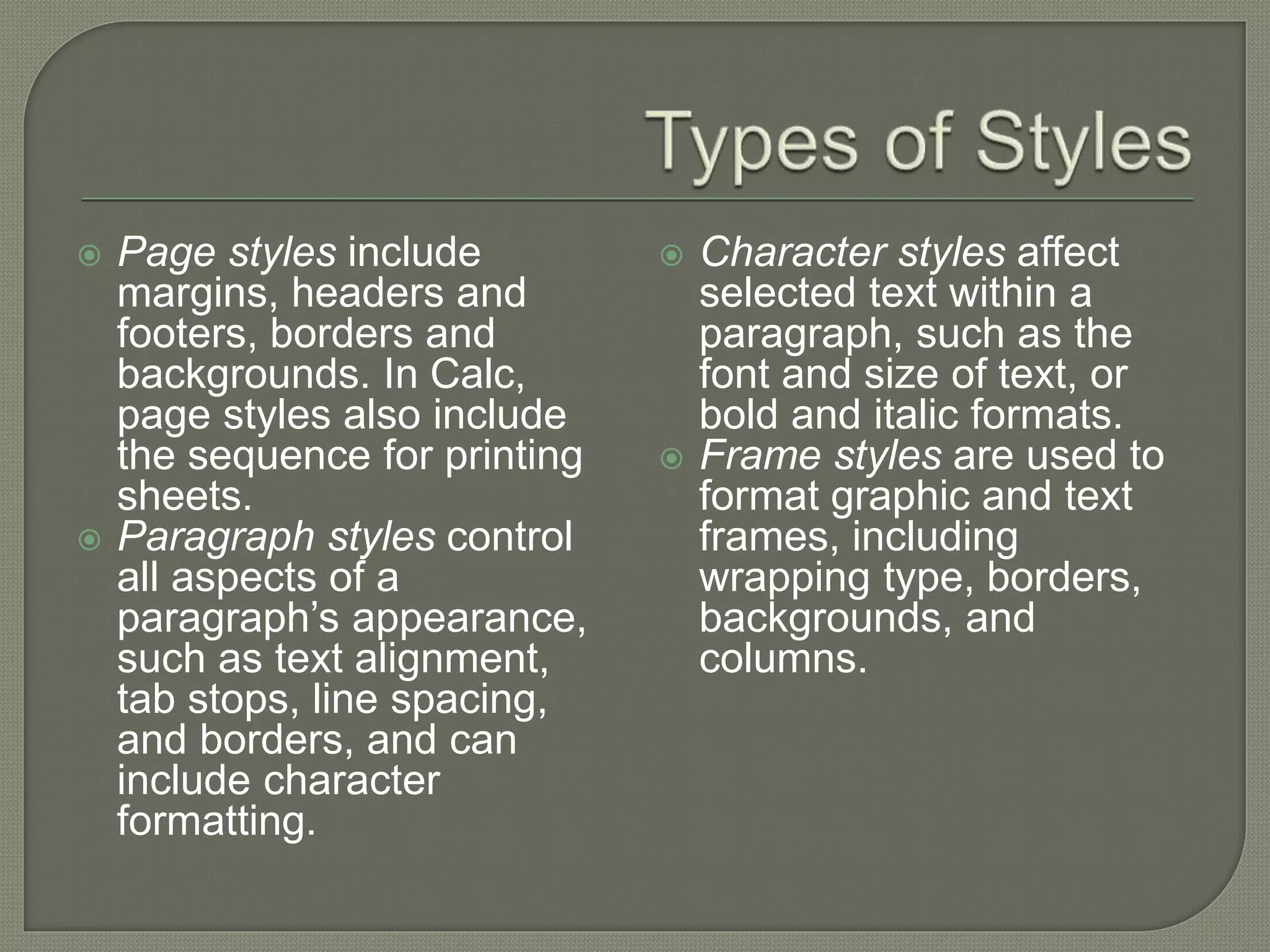 Libre Office Writer Lesson 3: Using Styles and Templates | PPT
