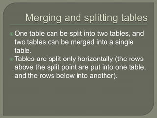 Libre Office Writer Lesson 4: Working with tables and templates | PPTX