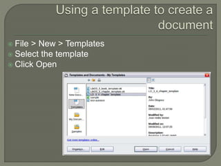 Libre Office Writer Lesson 4: Working with tables and templates | PPTX