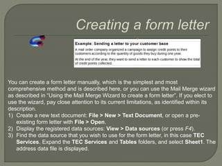 Libre Office Writer Lesson 5: Mail Merge