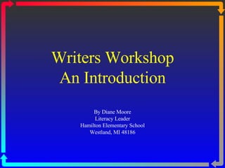 Writers Workshop An Introduction By Diane Moore Literacy Leader Hamilton Elementary School Westland, MI 48186 