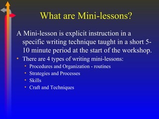 What are Mini-lessons? ,[object Object],[object Object],[object Object],[object Object],[object Object],[object Object]