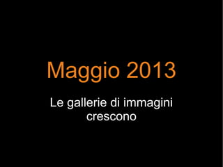 Maggio 2013
Le gallerie di immagini
crescono
 