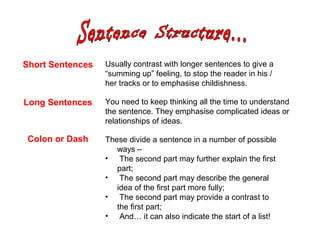 Coarse Sentence Examples Writer's Craft Close Reading | PPT