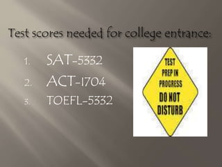 1. SAT-5332
2. ACT-I704
3. TOEFL-5332
 