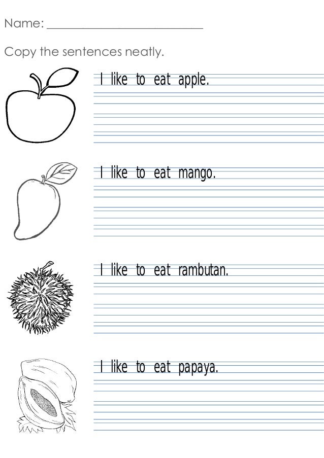 Write Simple Sentences Fruit