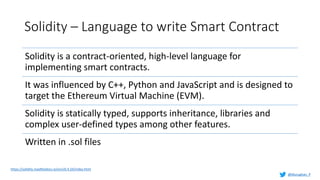Write smart contract with solidity on Ethereum | PPTX