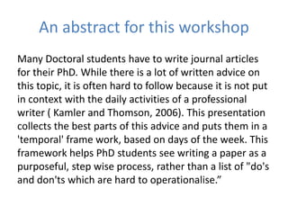 Write that journal article in 7 days Slide 17