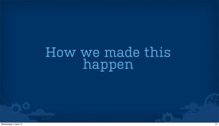How we made this
happen
21Wednesday, 2 April 14
 