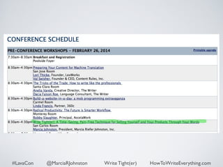 #LavaCon @MarciaRJohnston Write Tight(er) HowToWriteEverything.com 
 