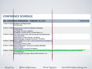 #LavaCon @MarciaRJohnston Write Tight(er) HowToWriteEverything.com 
 