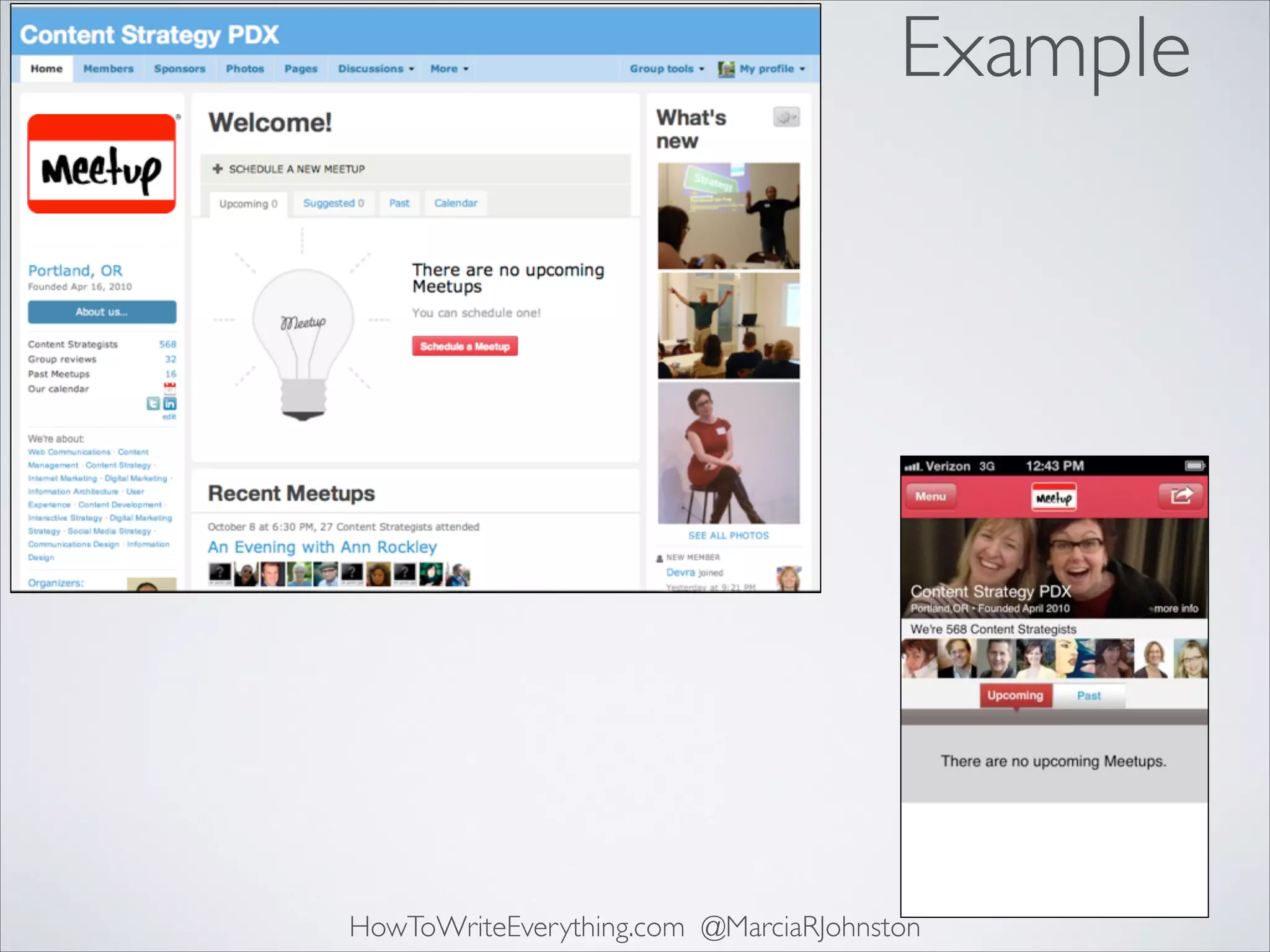 Example

HowToWriteEverything.com @MarciaRJohnston

 