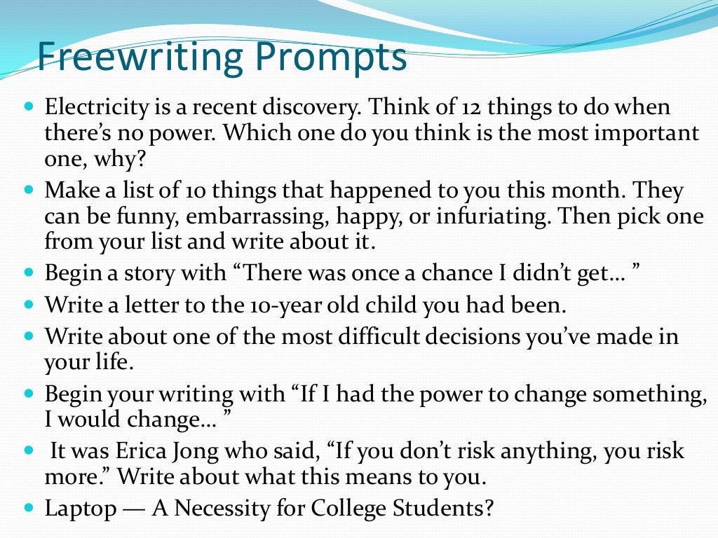 Write to Learn - Freewriting - 2014