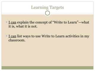Write to Learn | PPT