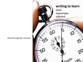 writing to learn
                             short
                             impromptu
                             informal




think through key concepts




                                           32
 