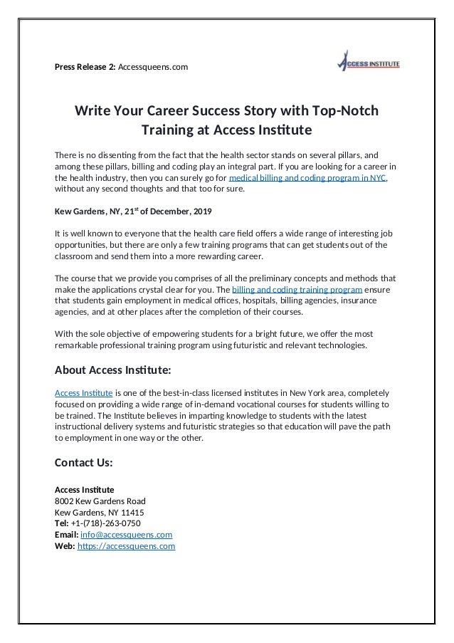 Write Your Career Success Story With Top Notch Training At Access Ins