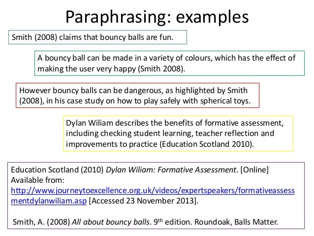 What are some examples of paraphrasing?