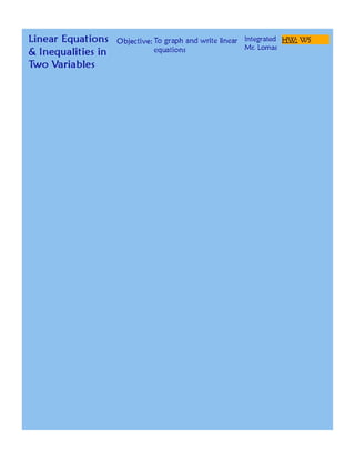 Writing And Graphing Linear Equations Pdf