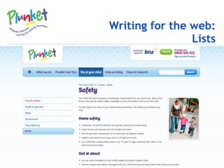 Writing for the web: Lists 
