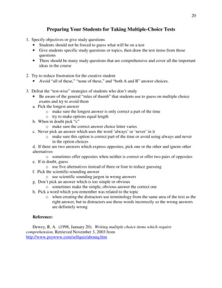 Multiple Choice Write Example Studies Example Writing good-multiple-choice-exams-fic-120116 | PDF