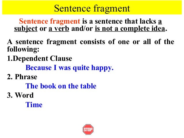 Sentence fragments examples image
