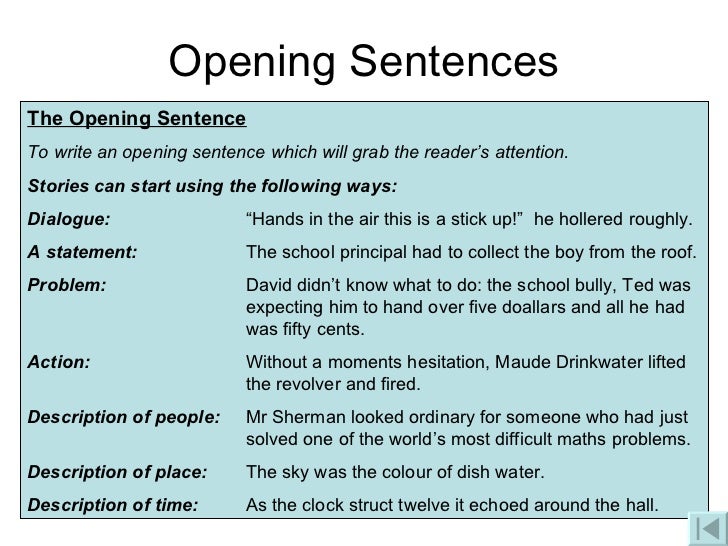 opening sentence generator essay