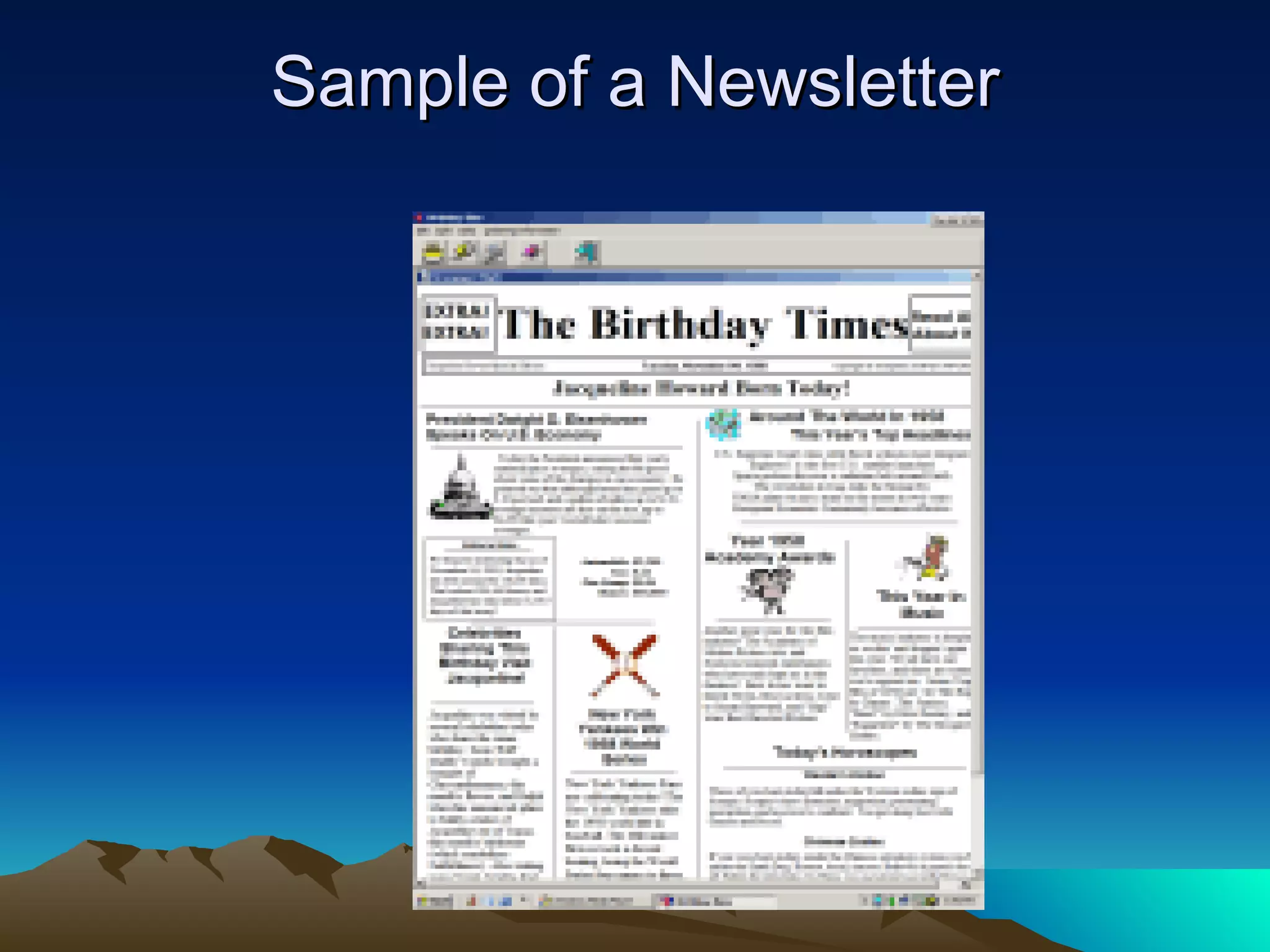Sample of a Newsletter 