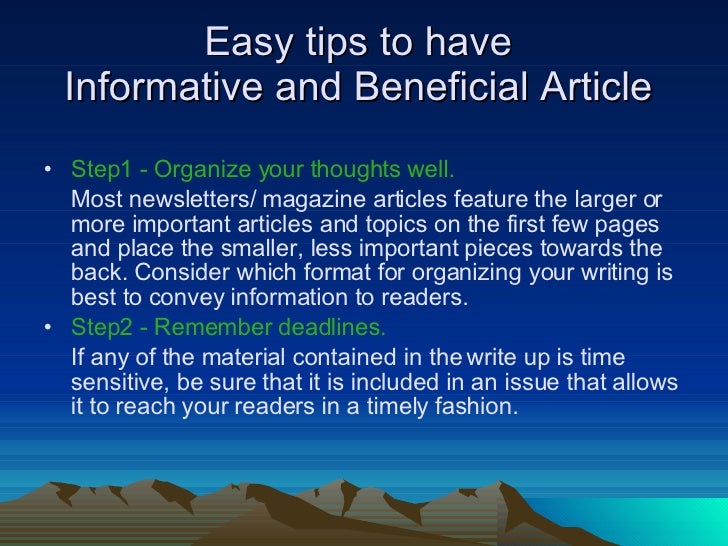 How to write good magazine articles