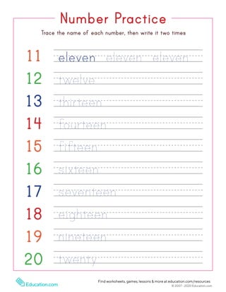 Writing numbers-11-20 | PDF