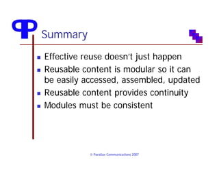 Writing Reusable Content