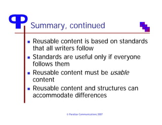 Writing Reusable Content