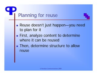 Writing Reusable Content to Support Content Models