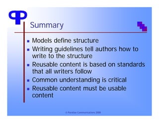 Writing Reusable Content to Support Content Models