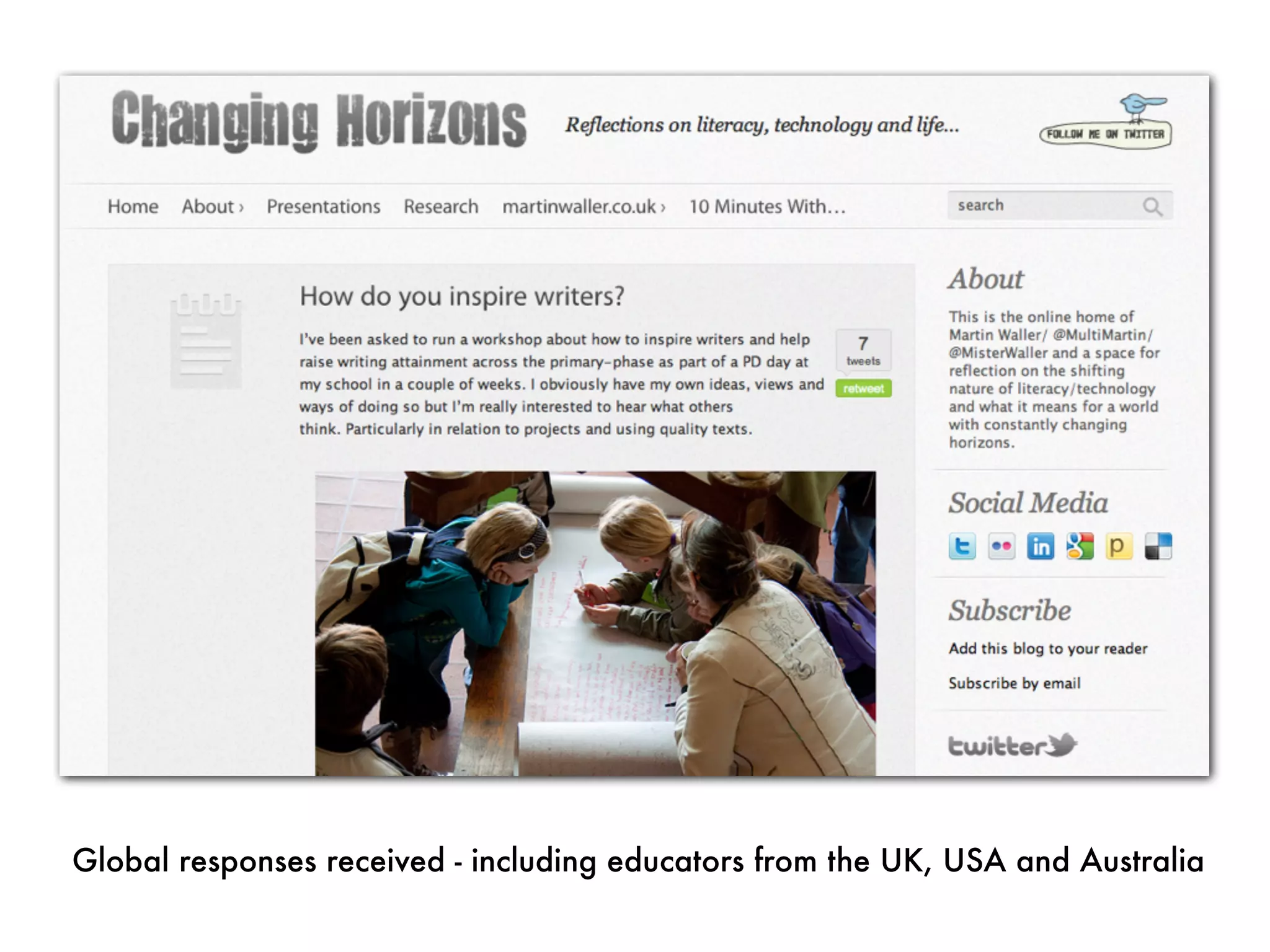Global responses received - including educators from the UK, USA and Australia
 