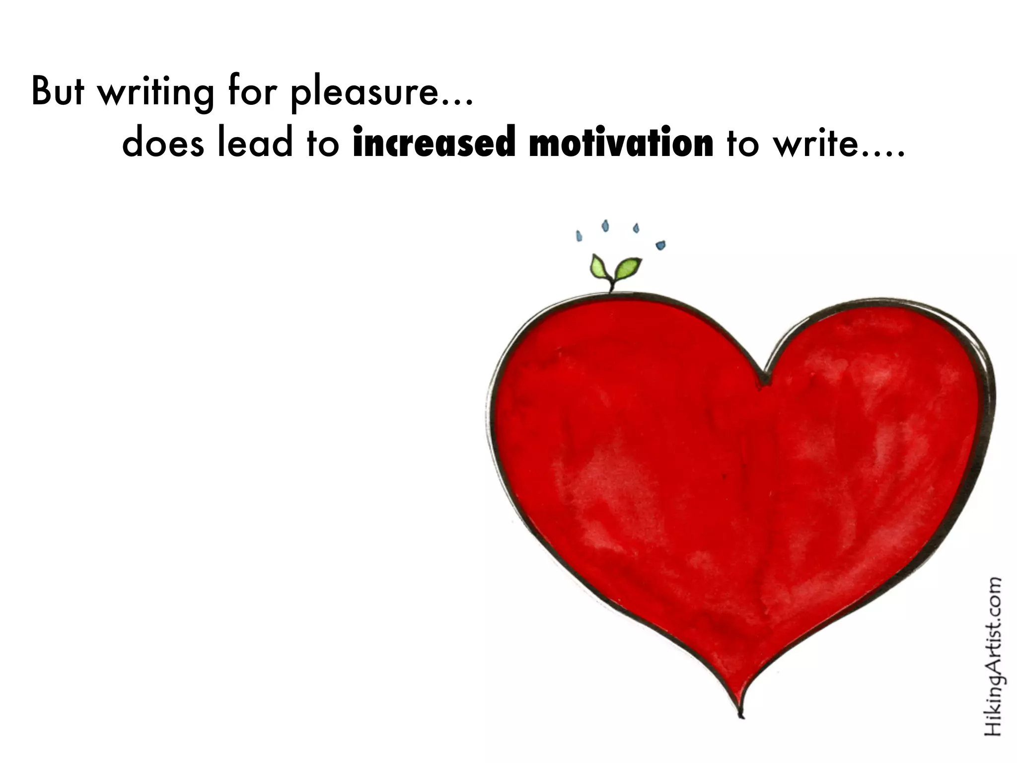 But writing for pleasure...
	 	 does lead to increased motivation to write....
 
